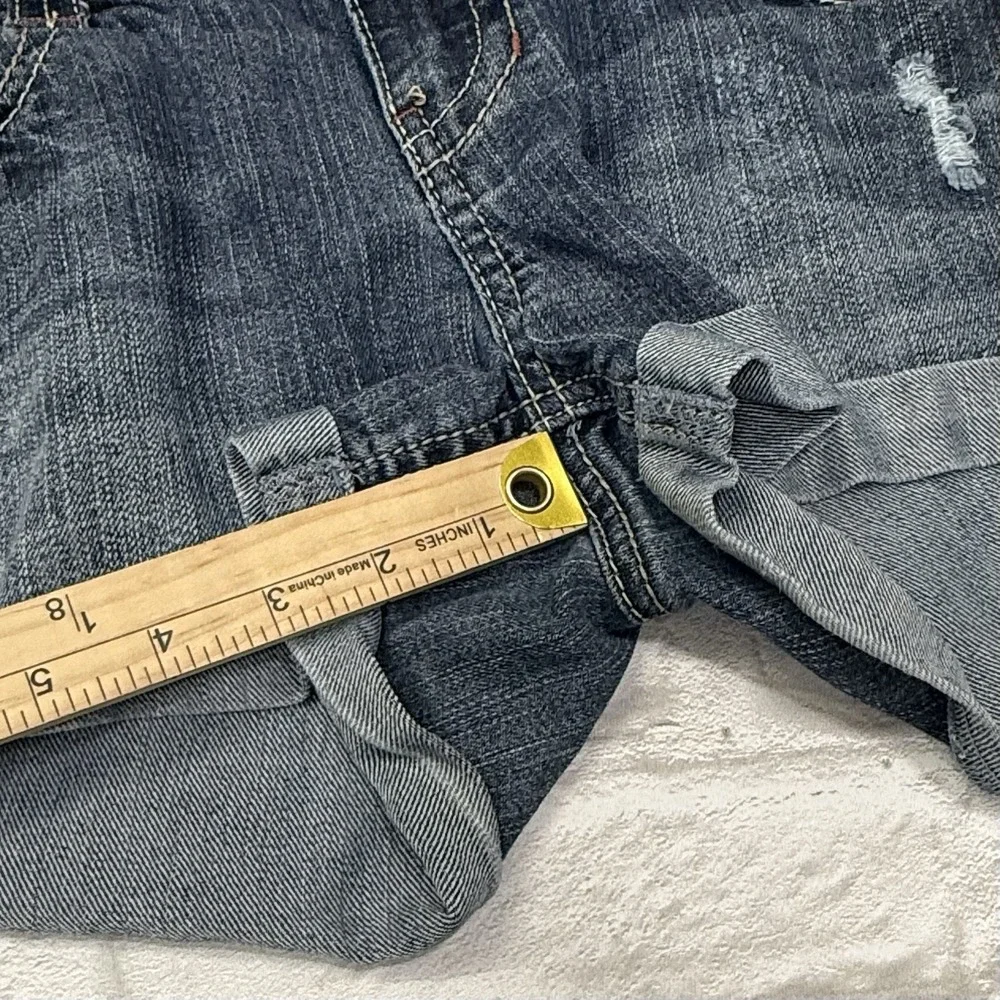 Wallflower Distressed Denim Jean Short Shorts 9 Medium Wash Blue Jean Cuffed Y2K